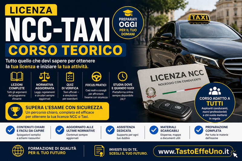 Licenza Ncc-Taxi: corso teorico.