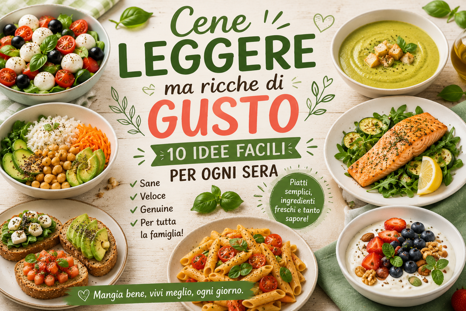 Cene leggere ma ricche di gusto: 10 idee facili per ogni sera