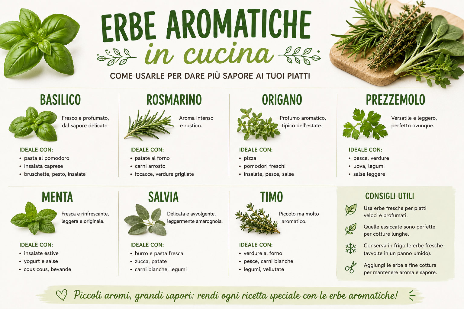 Erbe aromatiche in cucina: come usarle per dare più sapore ai tuoi piatti