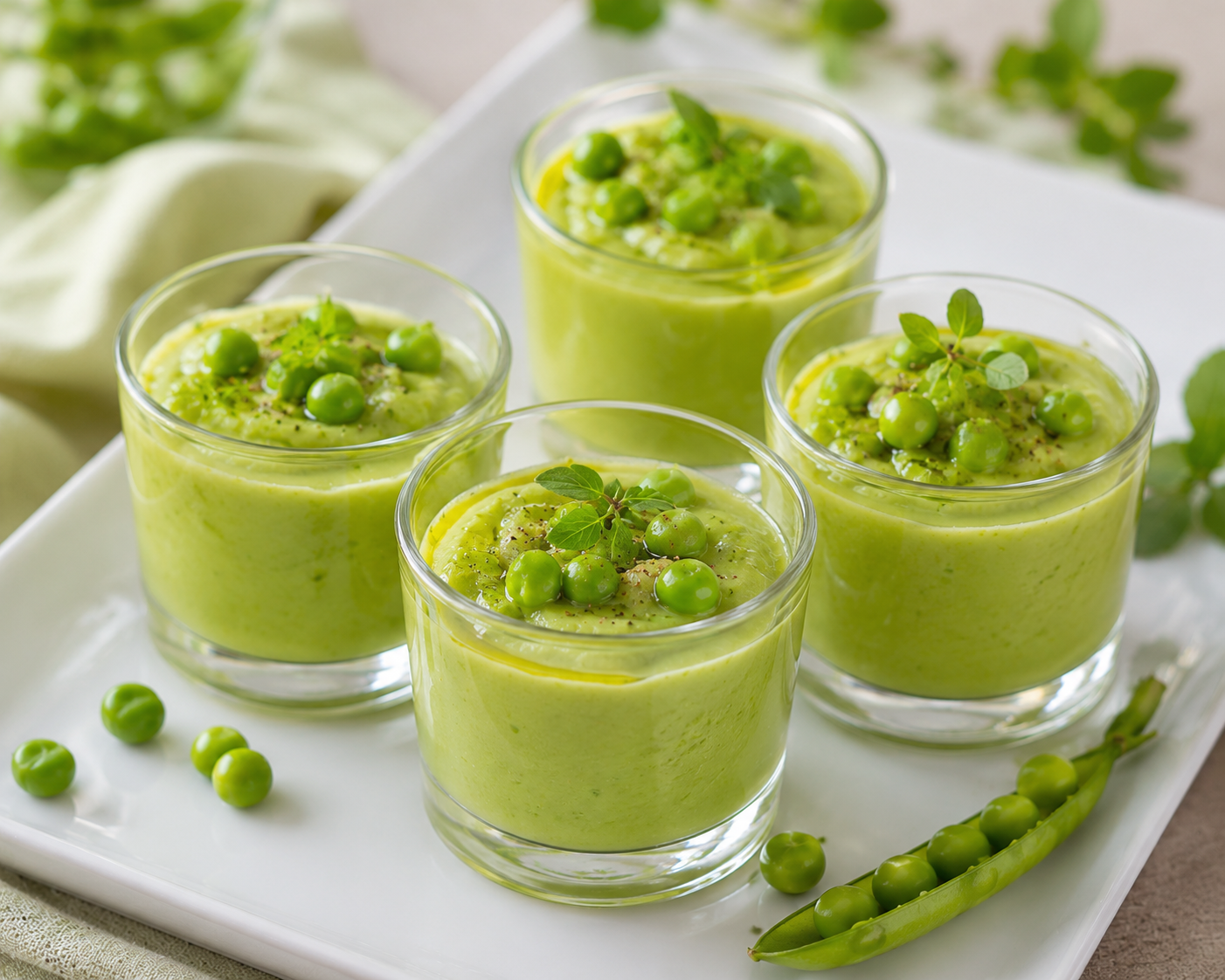 Bicchierini di crema di piselli
