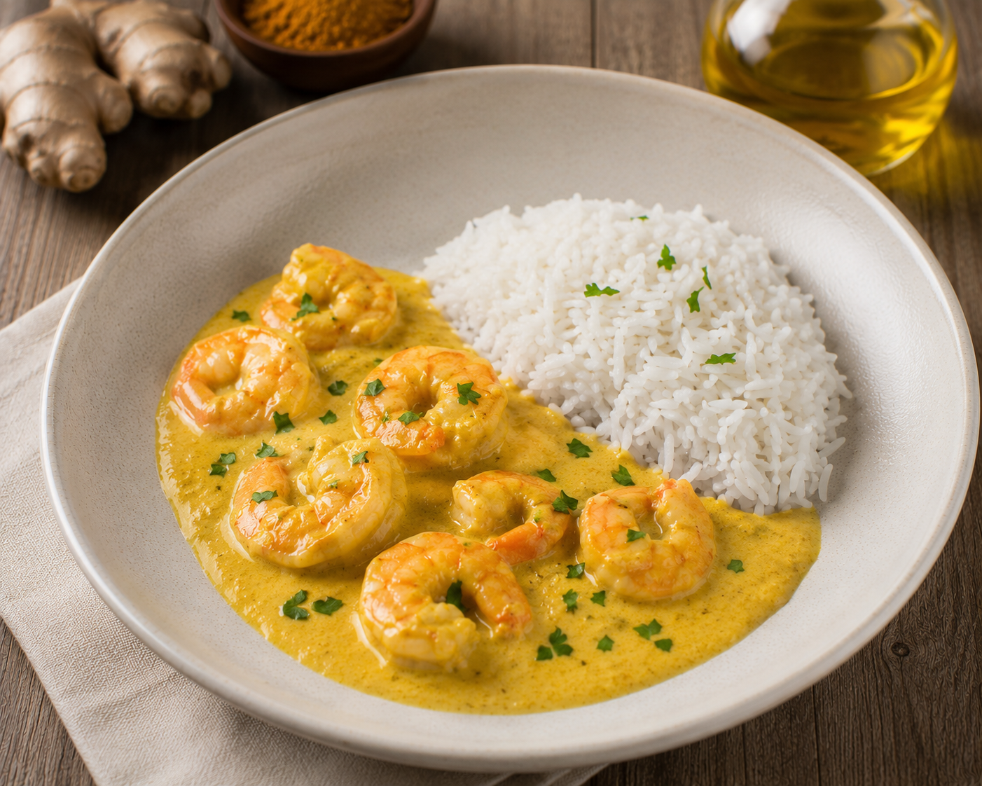 Gamberi al curry leggero