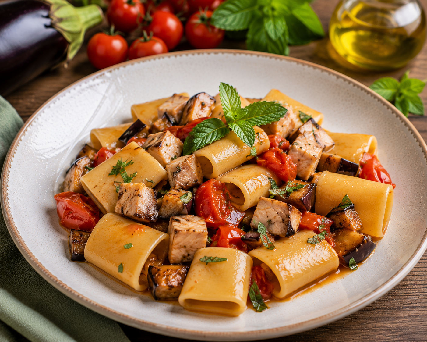 Paccheri pesce spada e melanzane