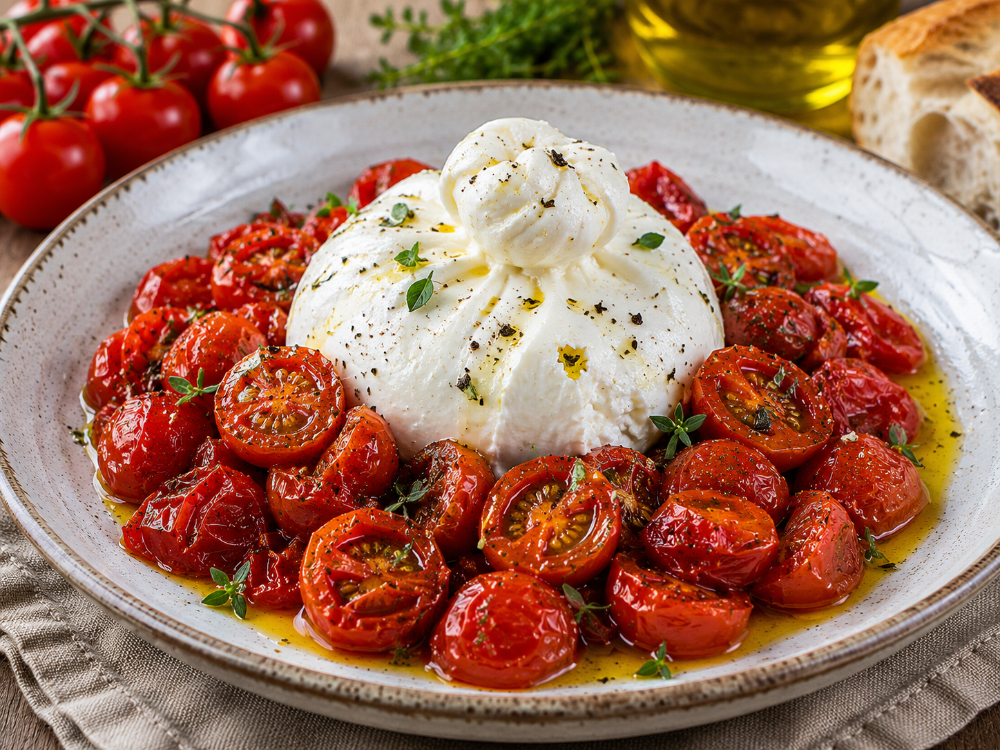 Pomodorini confit con burrata