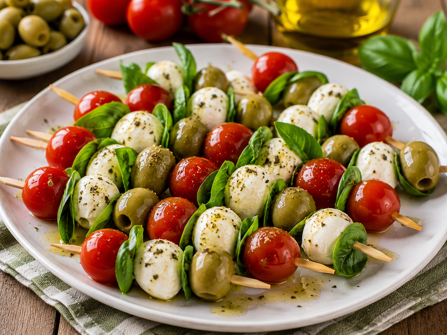 Spiedini freddi mozzarella e olive