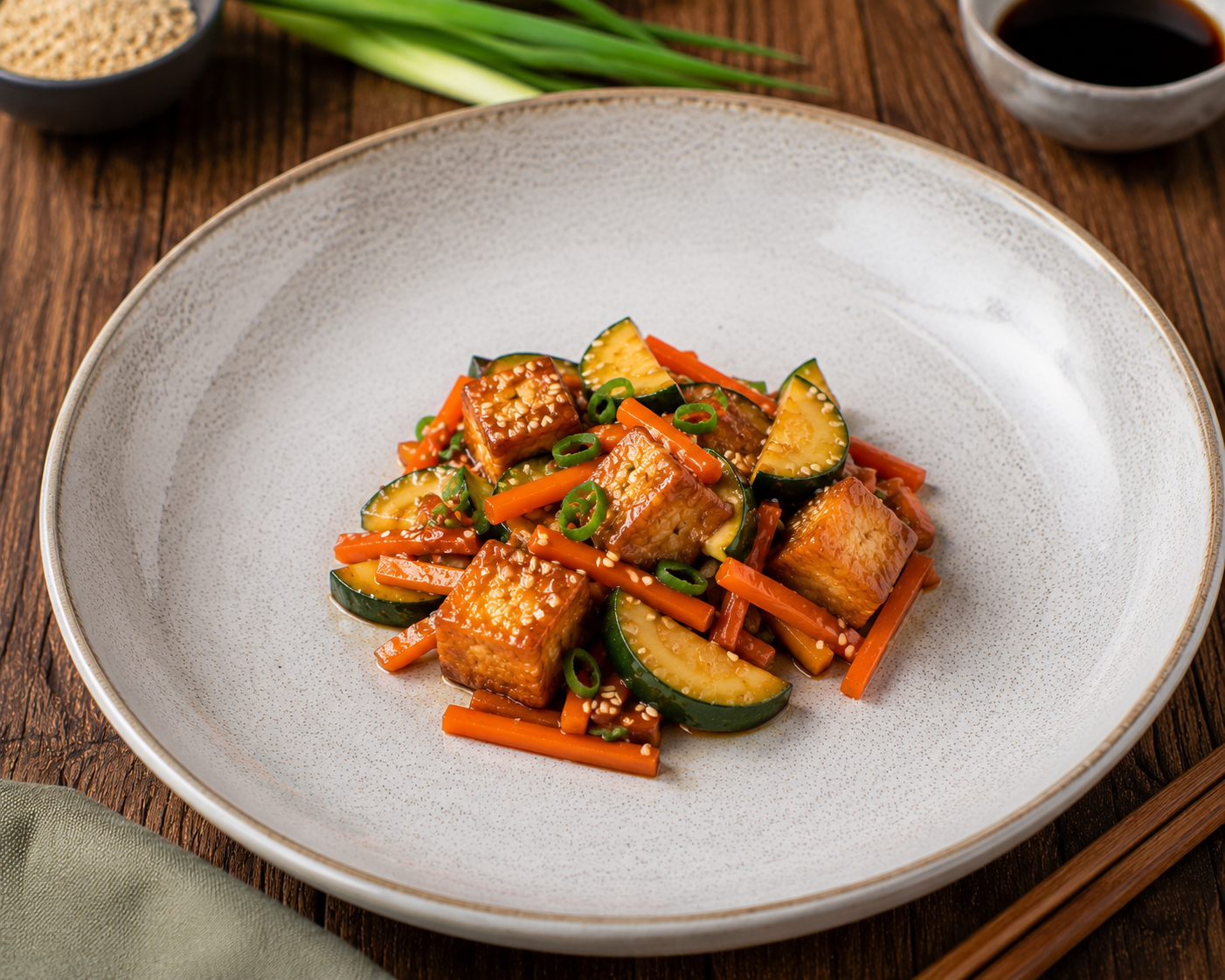 Tofu croccante con verdure