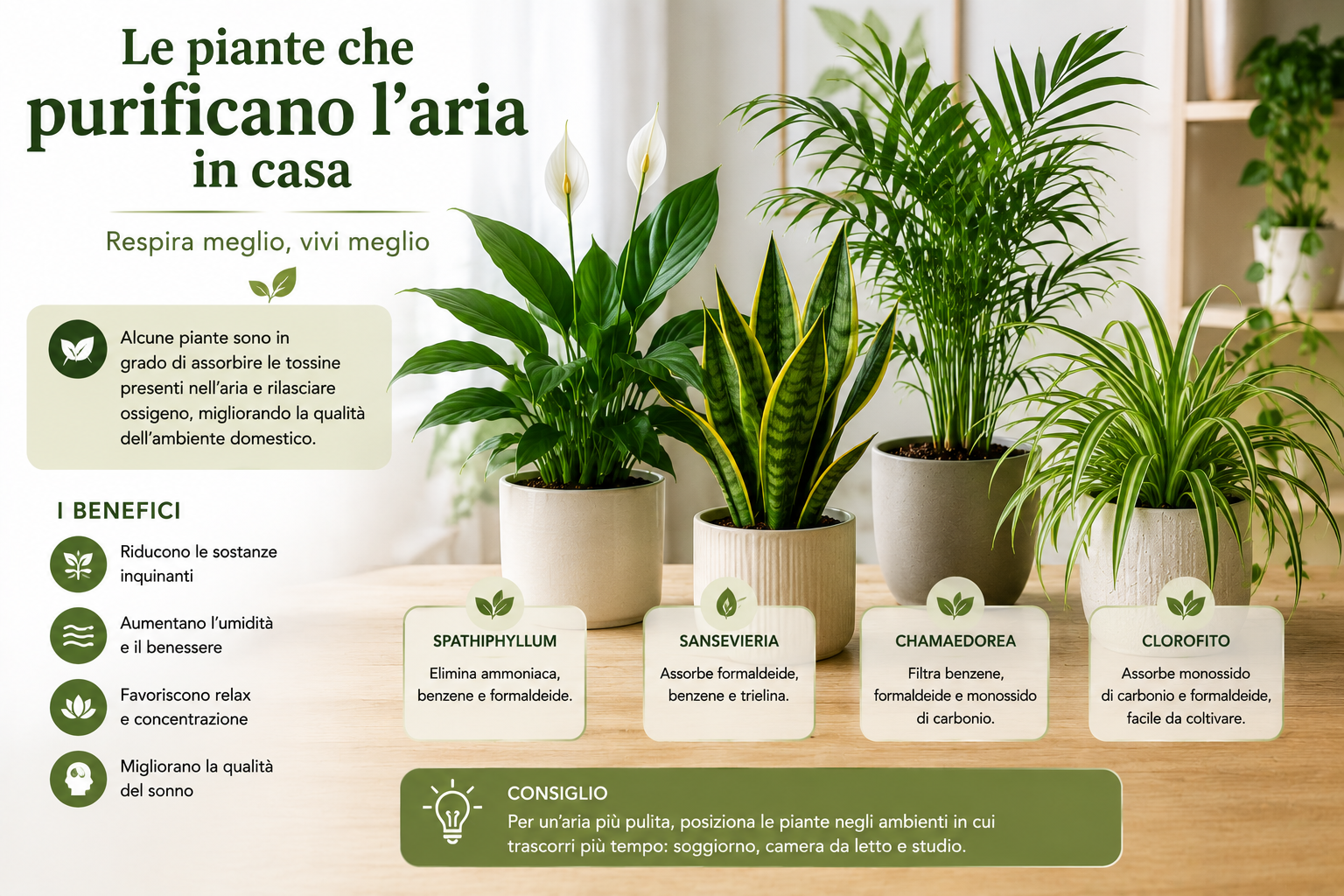 Le piante che purificano l’aria in casa