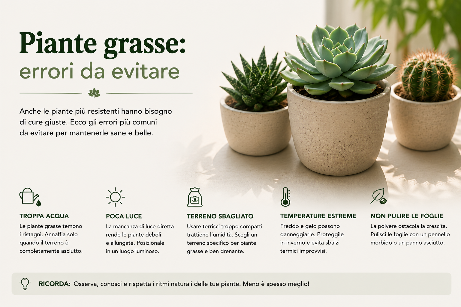 Piante grasse: errori da evitare