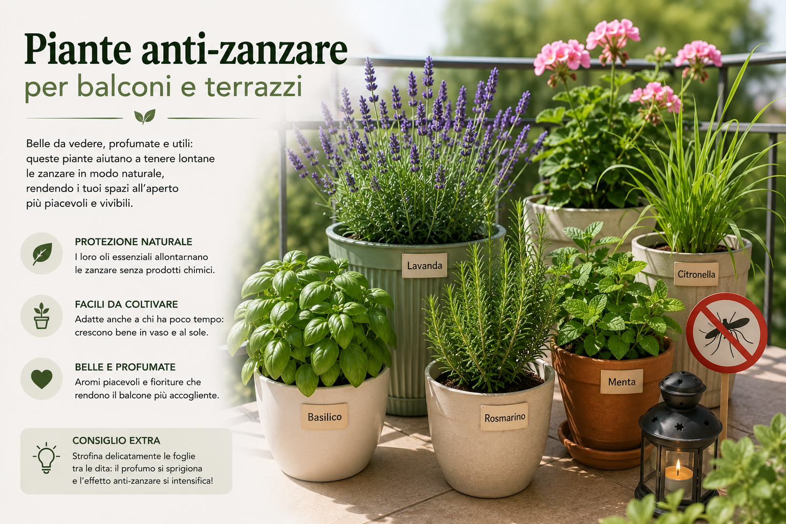 Piante anti-zanzare per balconi e terrazzi