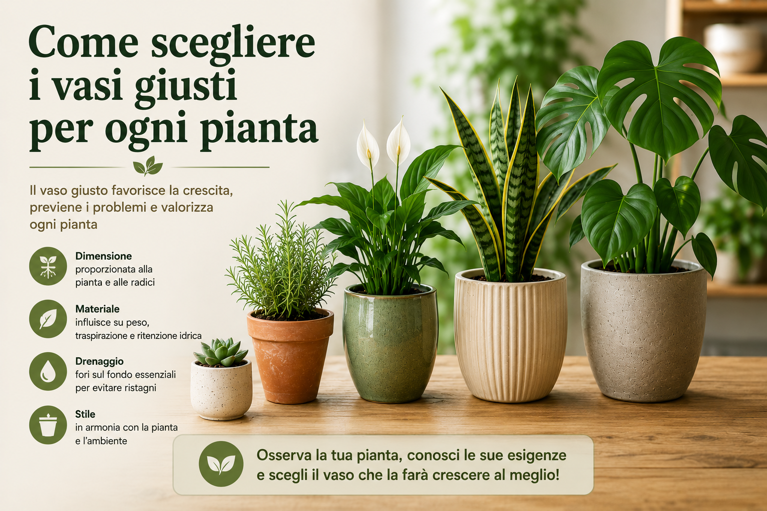 Come scegliere i vasi giusti per ogni pianta