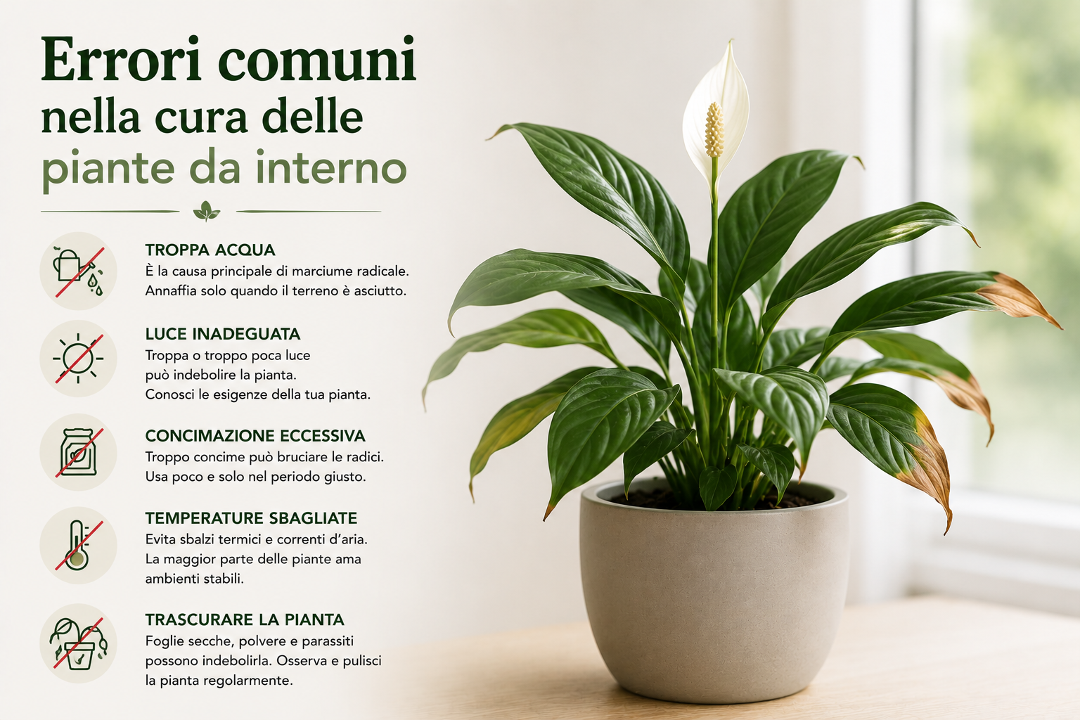 Errori comuni nella cura delle piante da interno