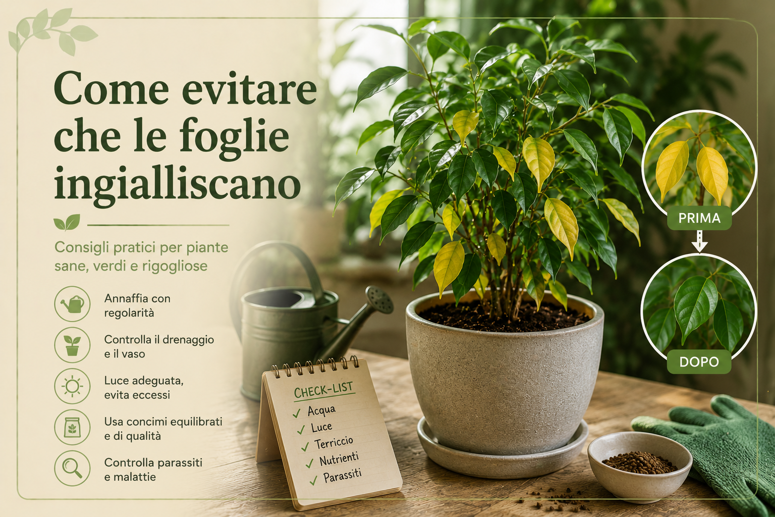 Come evitare che le foglie ingialliscano