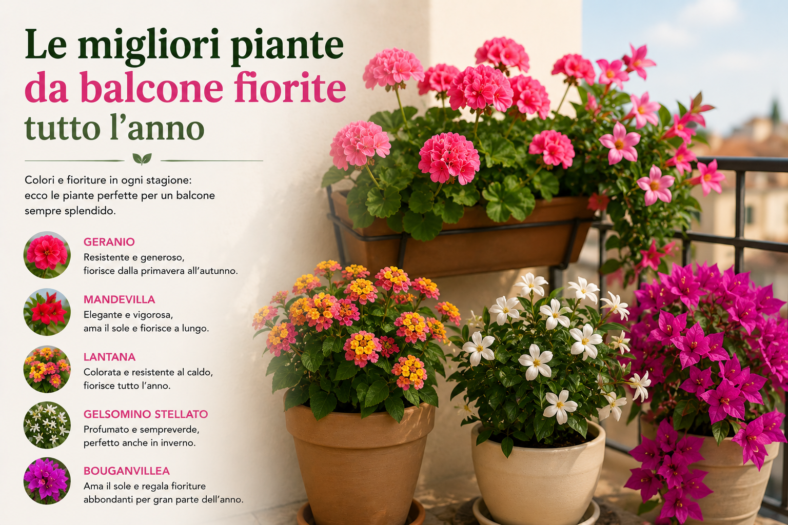 Le migliori piante da balcone fiorite tutto l’anno