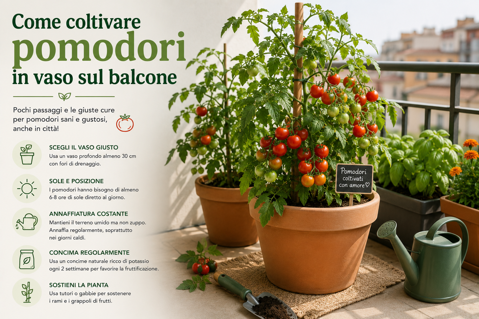 Come coltivare pomodori in vaso sul balcone
