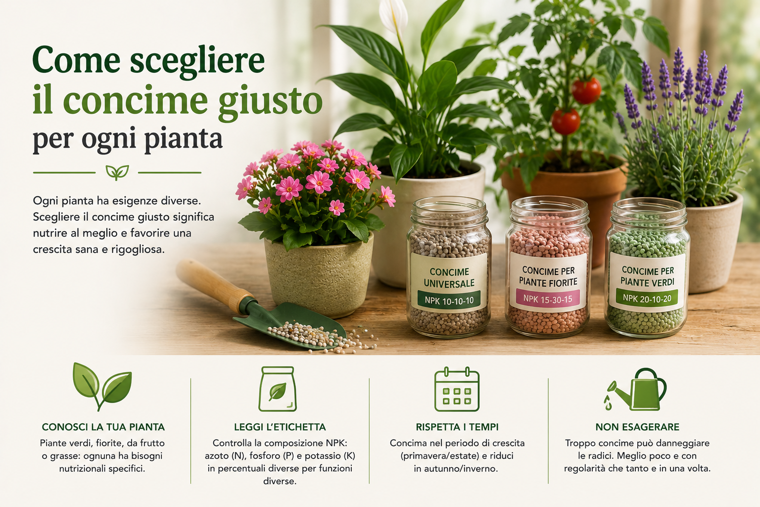 Come scegliere il concime giusto per ogni pianta