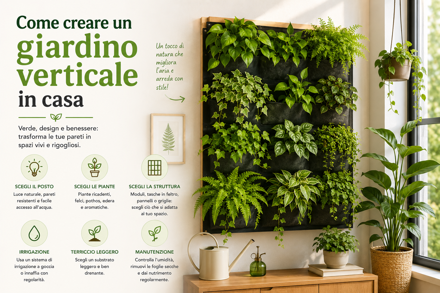 Come creare un giardino verticale in casa