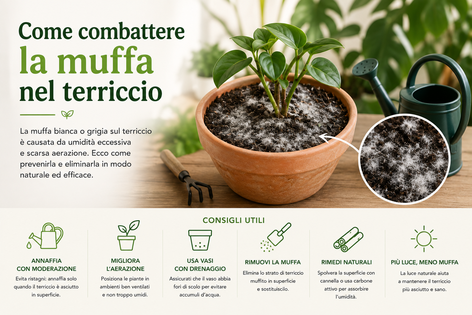 Come combattere la muffa nel terriccio