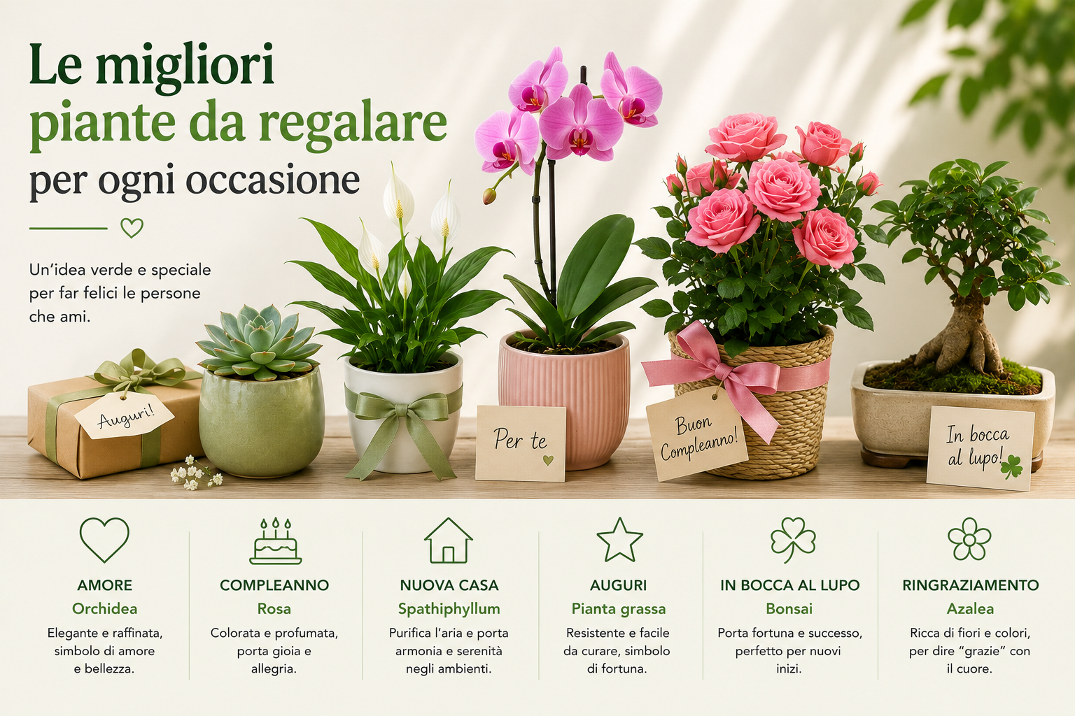 Le migliori piante da regalare per ogni occasione
