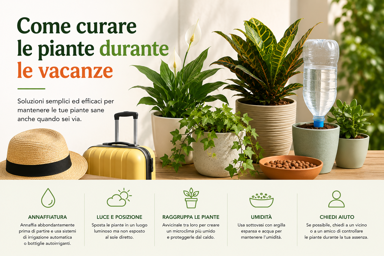 Come curare le piante durante le vacanze