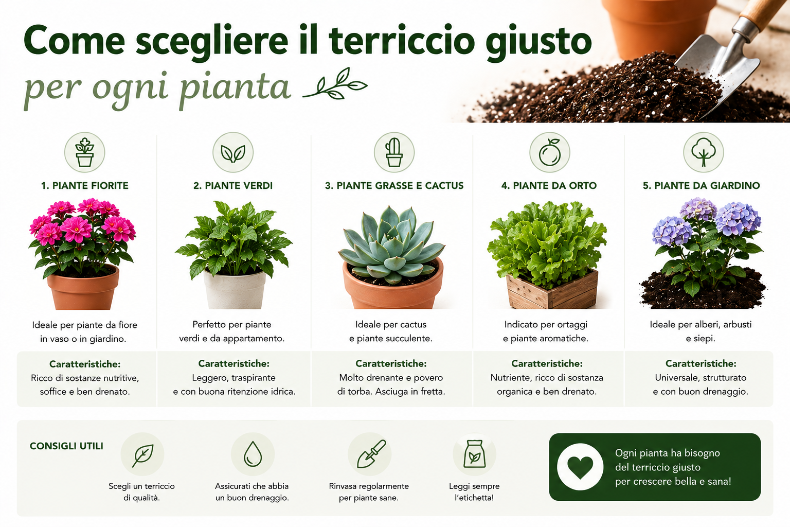 Come scegliere il terriccio giusto per ogni pianta