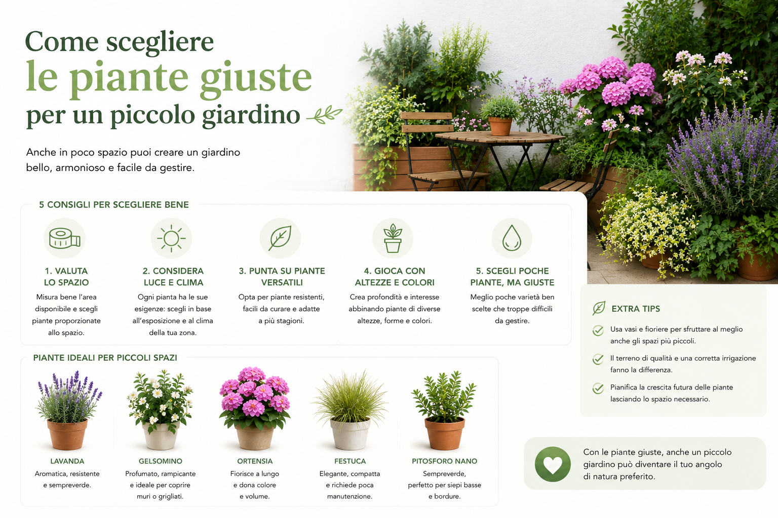 Come scegliere le piante giuste per un piccolo giardino
