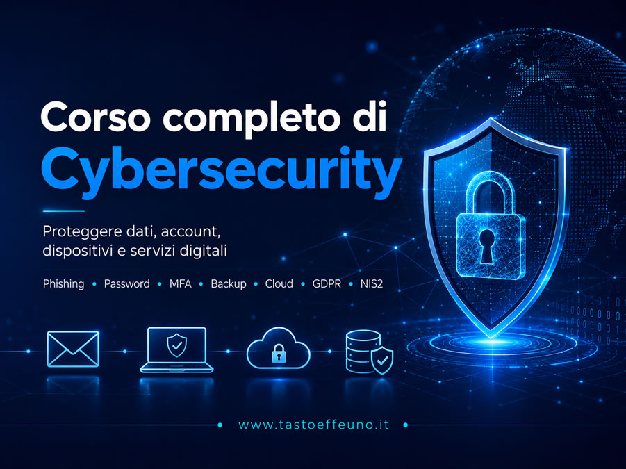 Corso completo di Cybersecurity: proteggere dati, account, dispositivi e servizi digitali