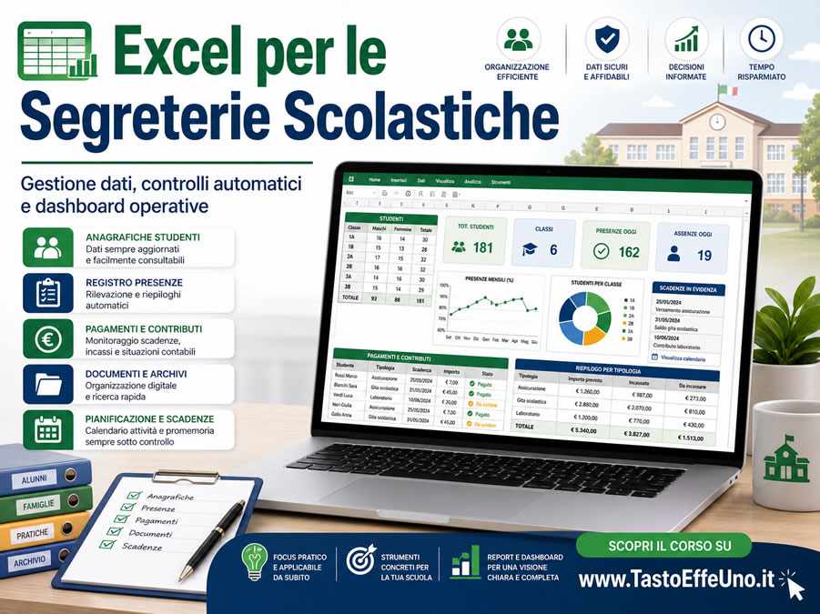 Excel per le Segreterie Scolastiche: gestione dati, controlli automatici e dashboard operative