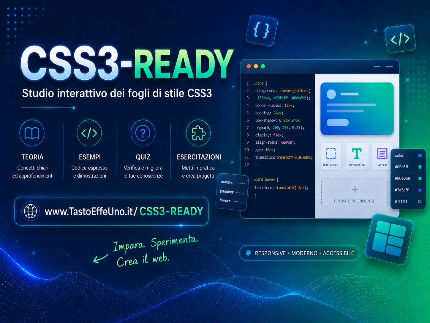 Sezione sito relativa allo studio pratico del codice CSS3