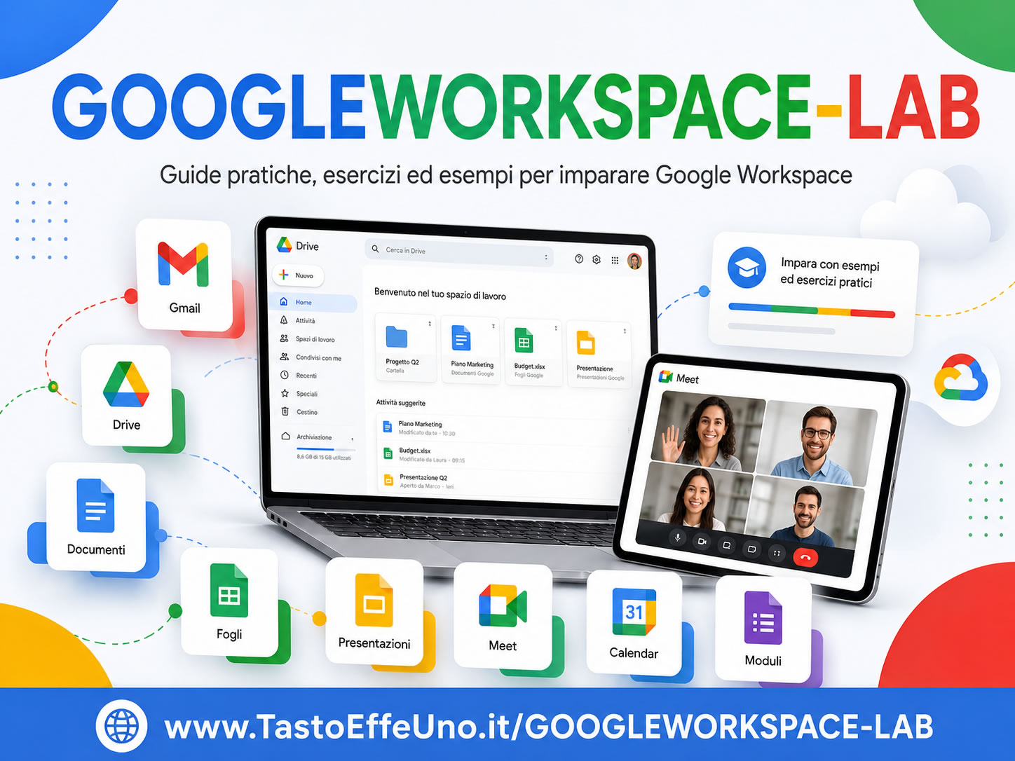 Sezione sito con lezioni, esempi ed esercitazioni su Google Workspace