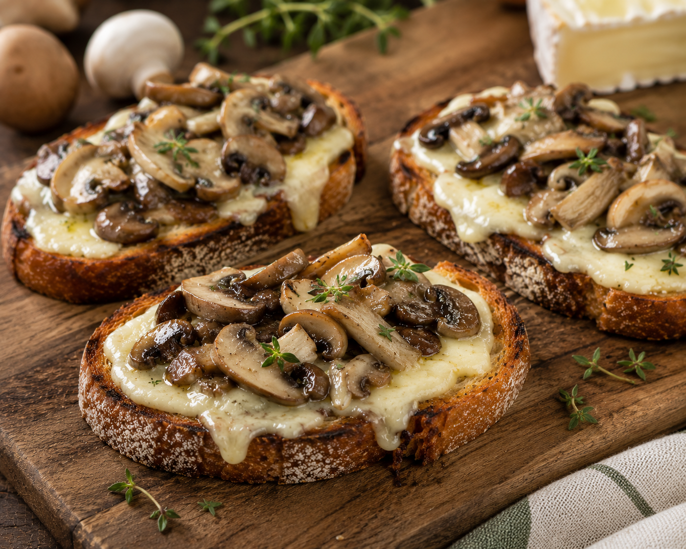 Crostoni con funghi e taleggio