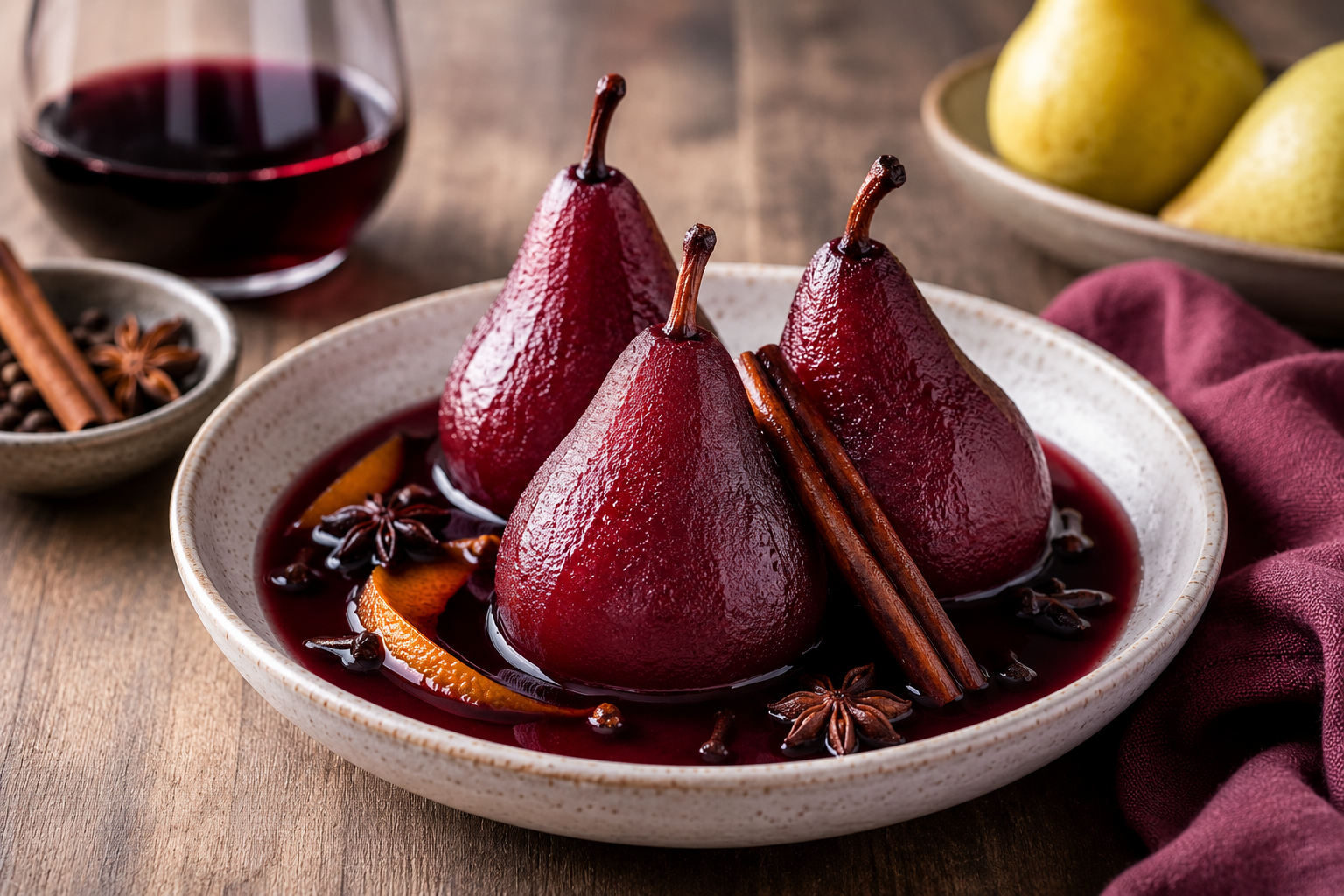 Pere al vino speziato
