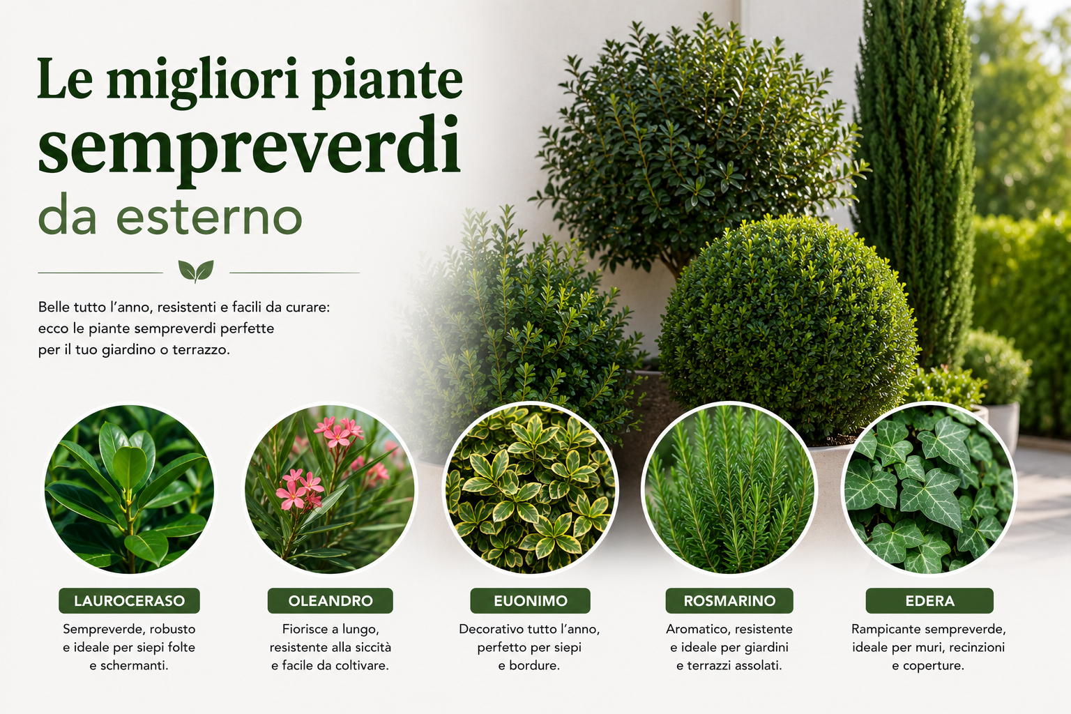 Le migliori piante sempreverdi da esterno